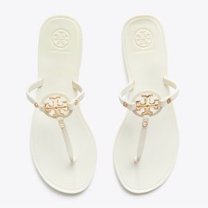 Brand new still in the box TORYBURCH WHITE W GOLD SANDALS